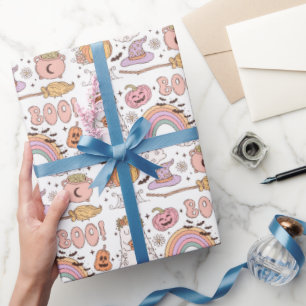 Retro-trendige süße Halloween-Elemente Geist Kürbi Geschenkpapier