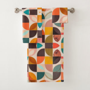 Retro Trendy Abstrakt Squares Collection Badhandtuch Set