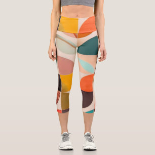 Retro Trendy Abstrakt Squares Collection Capri Leggings