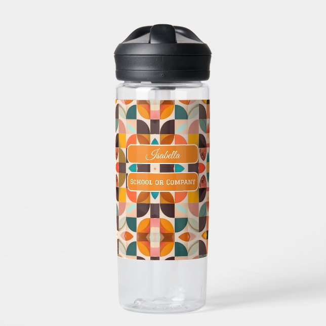 Retro Trendy Abstrakt Squares Collection Trinkflasche (Vorderseite)