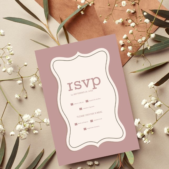 Retro Trendy Curve Squiggle Savy Wedding RSVP Karte (Von Creator hochgeladen)