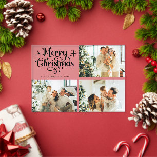 Retro-Trendy-Familienfotocollage-Weihnachtskarte Acryleinladungen