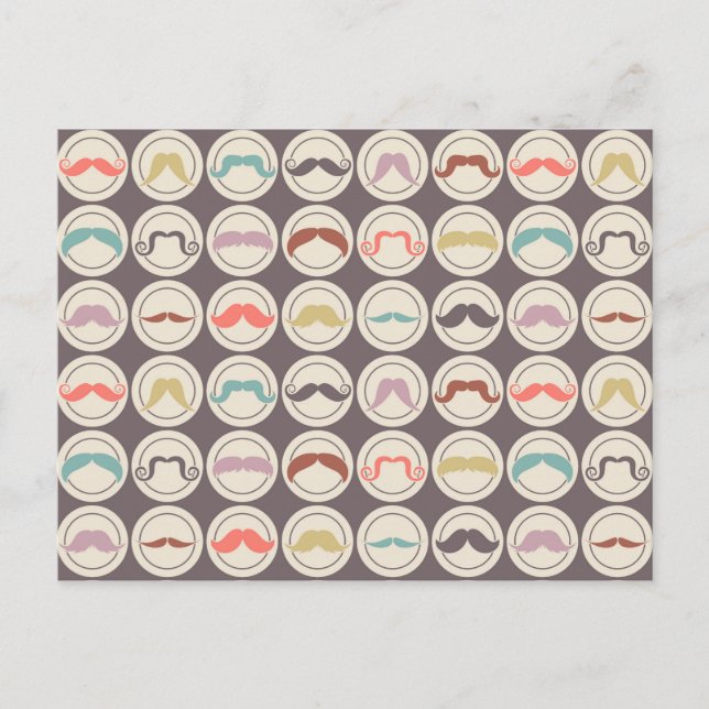 Retro Trendy Handlebar Mustache Postkarte (Vorderseite)