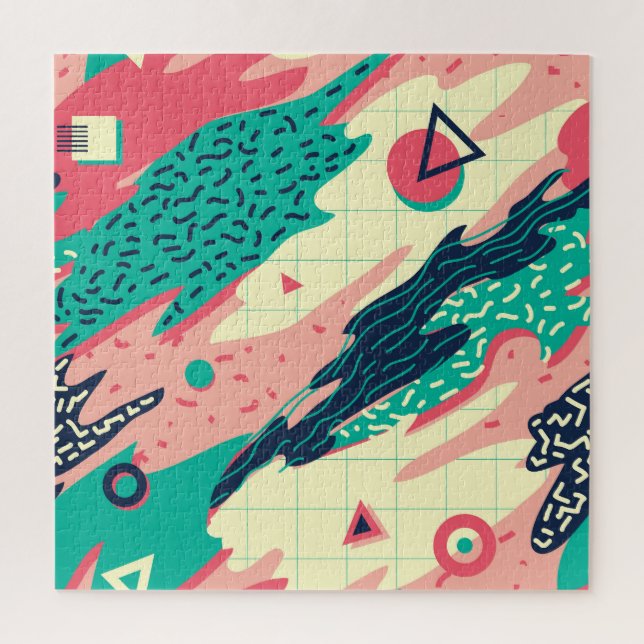Retro Trendy Memphis Geometric Wallpaper Puzzle (Vertikal)