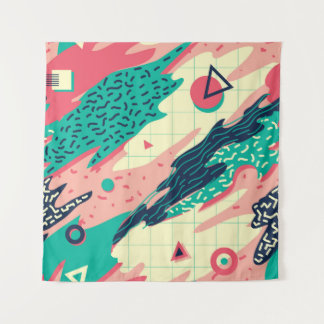 Retro Trendy Memphis Geometric Wallpaper Wandteppich