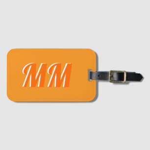 Retro Trendy Orange Modern Monogram Initial Gepäckanhänger