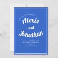 Retro Trendy Playful French Blue White Wedding