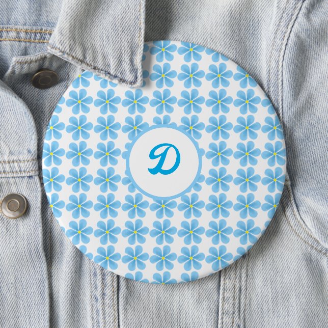 Retro-trendy Vintag bläuliche Monogramm Button (Beispiel)