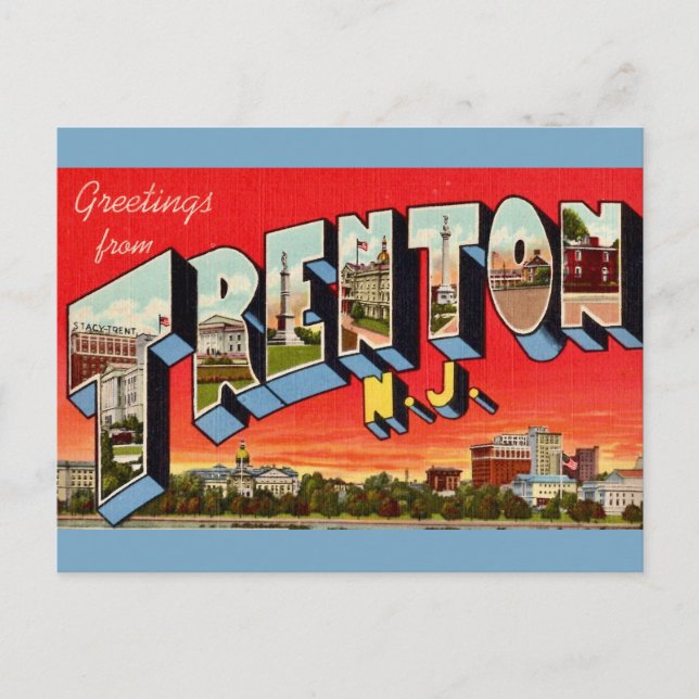 Retro Trenton NJ Postcard Postkarte (Vorderseite)
