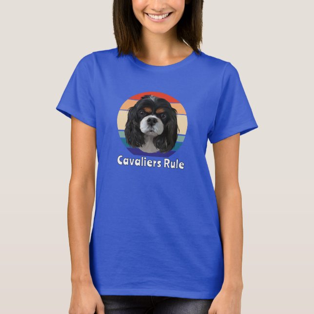 Retro Tri Cavalier King Charles Spaniels Rule T-Shirt (Vorderseite)
