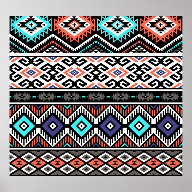 Retro Tribal Navajo: Geometrisch Nahtlos. Poster (Vorne)