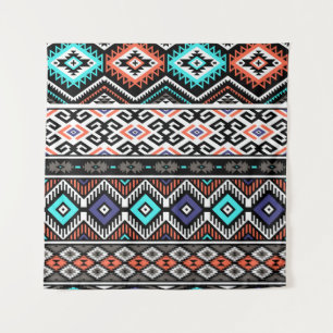 Retro Tribal Navajo: Geometrisch Nahtlos. Wandteppich