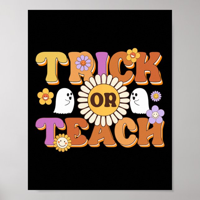 Retro Trick oder lehren Ghost Lehrer Halloween Cos Poster (Vorne)