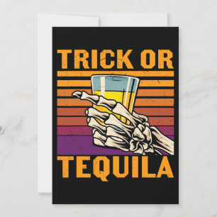 Retro Trick oder Tequila Lover Adulls Halloween Ko Einladung