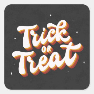 Retro Trick oder Treat Quadratischer Aufkleber