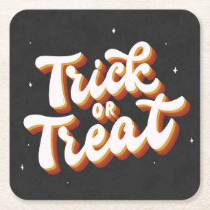 Retro Trick oder Treat Rechteckiger Pappuntersetzer