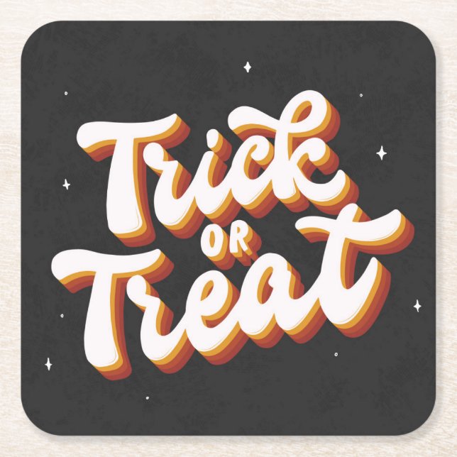 Retro Trick oder Treat Rechteckiger Pappuntersetzer (Vorderseite)