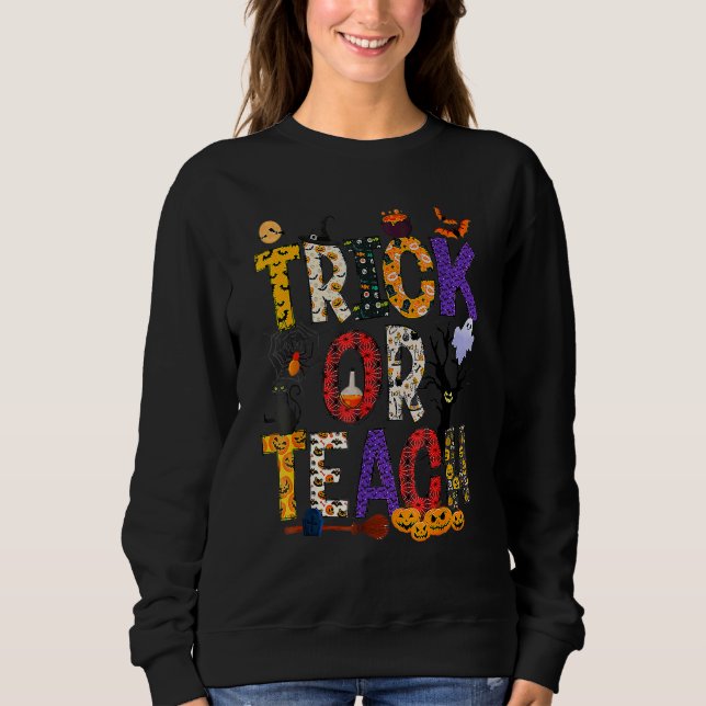 Retro Trick Or Teach Teacher Halloween Costume Men Sweatshirt (Vorderseite)