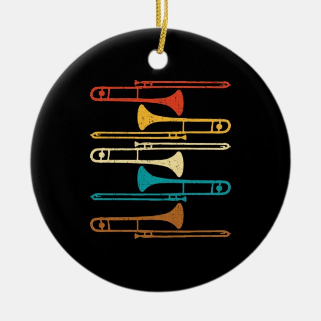 Retro Trombone - Jazz Keramik Ornament (Vorne)