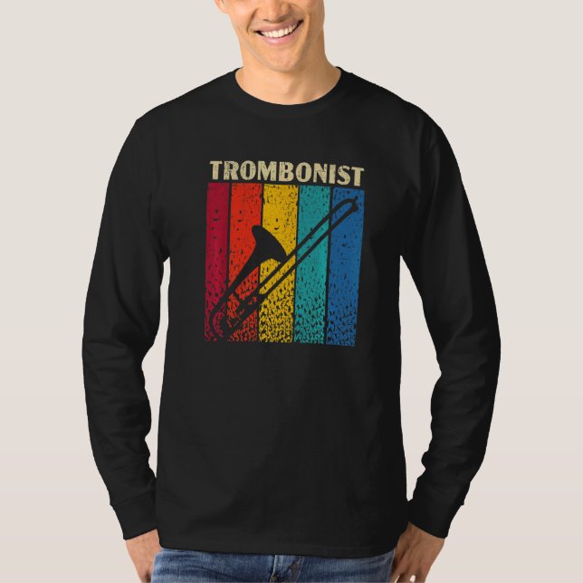 Retro Trombonist Musical Instrument Musician Tromb T-Shirt (Vorderseite)