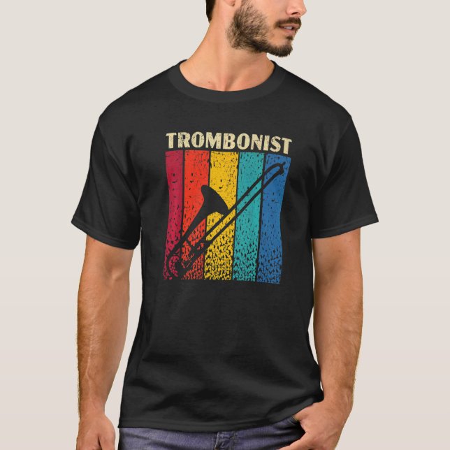 Retro Trombonist Musical Instrument Musician Tromb T-Shirt (Vorderseite)