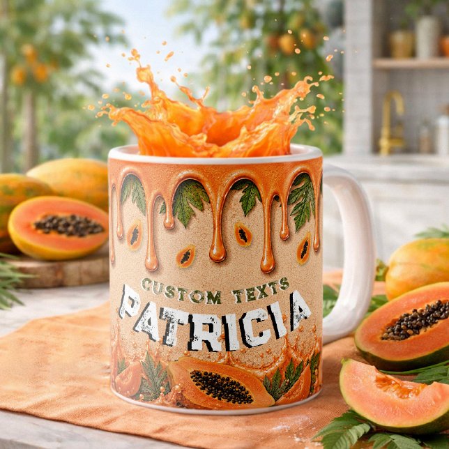 Retro-Tropen-Party Papaya-Frucht-Thema Benutzerdef Kaffeetasse (Von Creator hochgeladen)