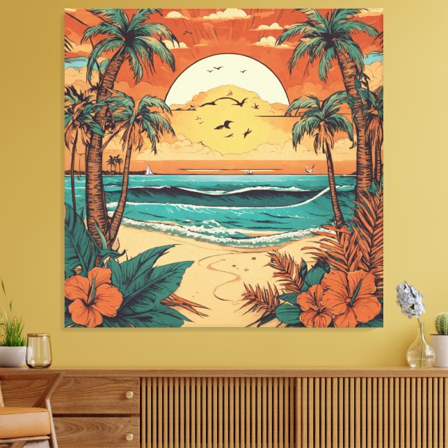 Retro Tropic Calm Leinwanddruck (Insitu (Wohnzimmer))