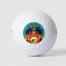 Retro Tropical 80er Style Mit Monogramm Golfbälle