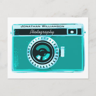 Retro Tropical Aqua Camera Fotografy Business Postkarte