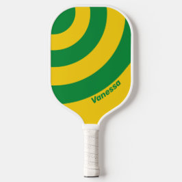 Retro Tropical Banana Three Circle Stripe mit Name Pickleball Schläger