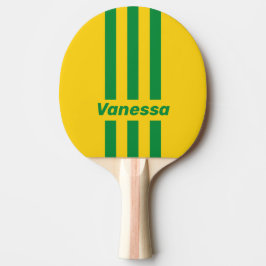 Retro Tropical Banana Three Pin Stripes with Name Tischtennis Schläger