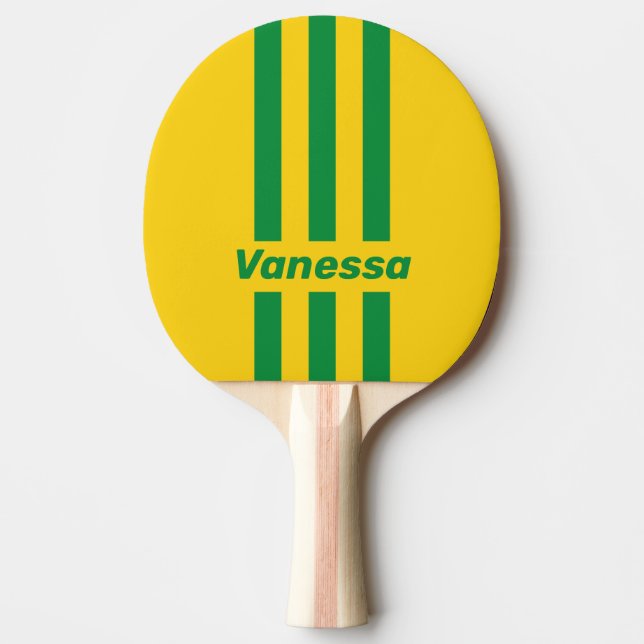 Retro Tropical Banana Three Pin Stripes with Name Tischtennis Schläger (Vorderseite)
