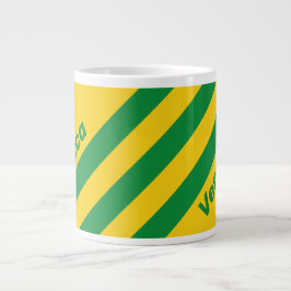 Retro Tropical Banana Three Stripes with Name Jumbo-Tasse