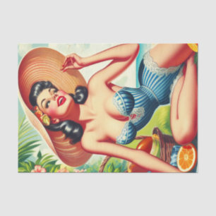 Retro Tropical Beach Pinup Seidenpapier