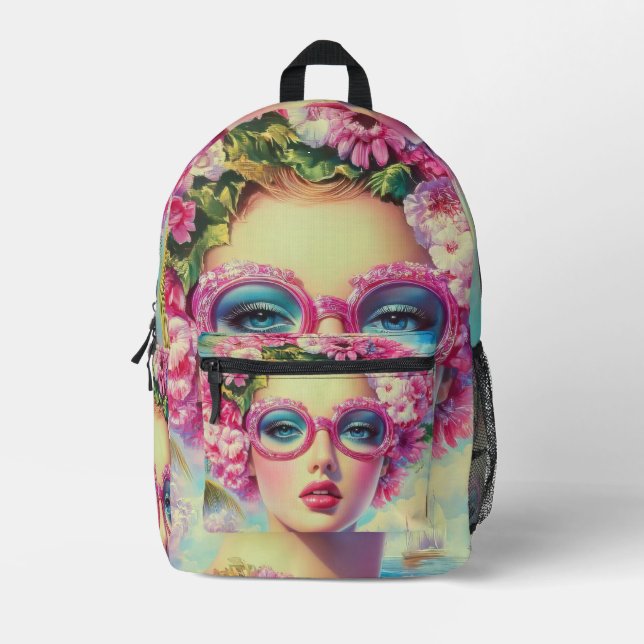 Retro Tropical Beauty Bedruckter Rucksack (Vorderseite)