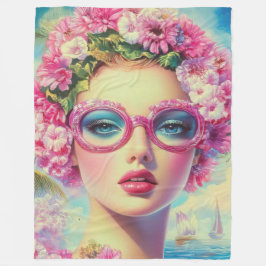 Retro Tropical Beauty Fleecedecke