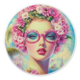 Retro Tropical Beauty Keramikknauf