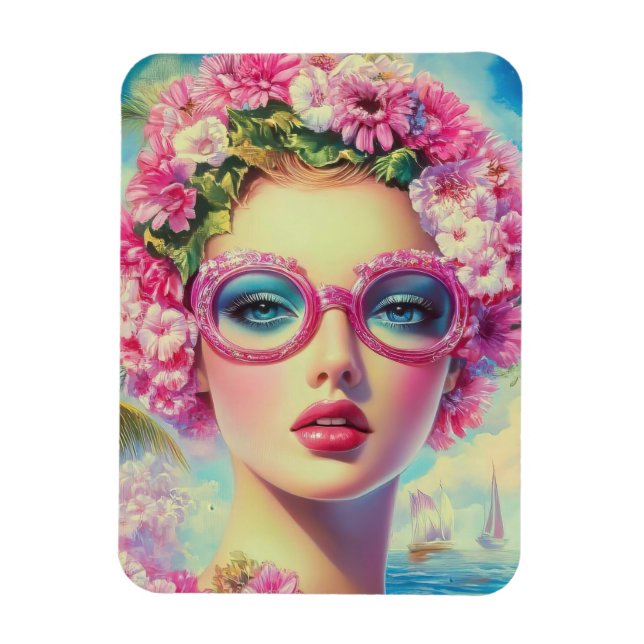 Retro Tropical Beauty Magnet (Vertikal)