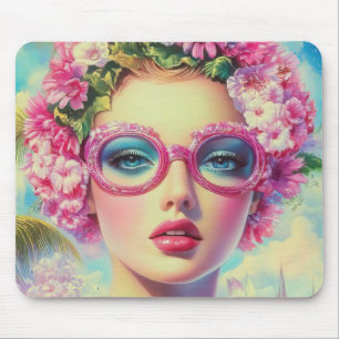 Retro Tropical Beauty Mousepad