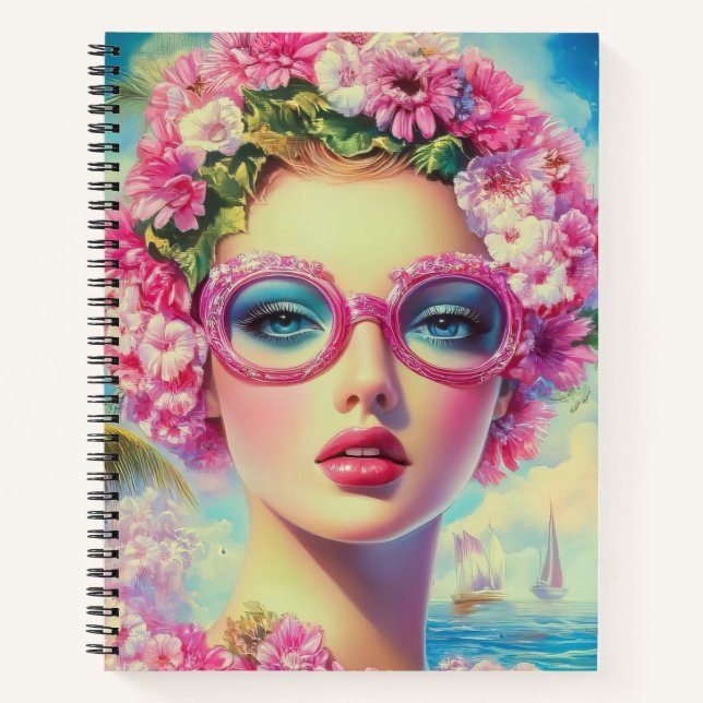 Retro Tropical Beauty Notizbuch (Vorderseite)
