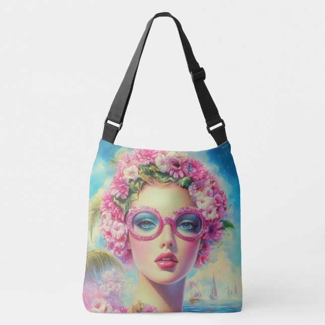Retro Tropical Beauty Tragetaschen Mit Langen Trägern (Vorderseite)