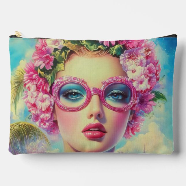 Retro Tropical Beauty Zubehörtasche (Vorderseite)