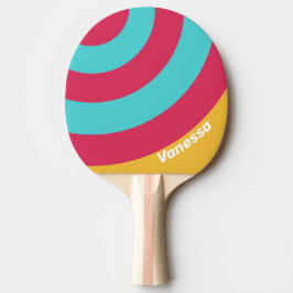 Retro Tropical Breeze Circle Stripe with Name Tischtennis Schläger