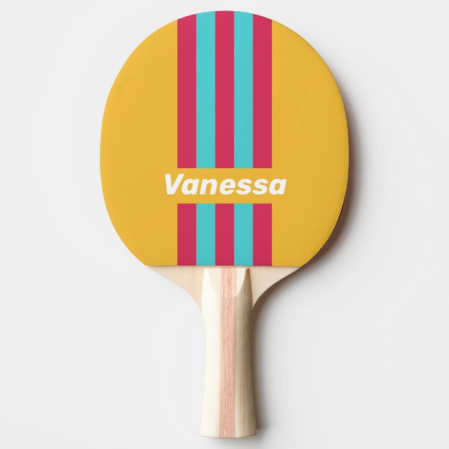 Retro Tropical Breeze Pin Stripes with Name Tischtennis Schläger (Vorderseite)