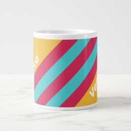Retro Tropical Breeze Stripes with Name Jumbo-Tasse