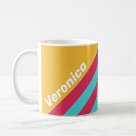 Retro Tropical Breeze Stripes with Name Kaffeetasse