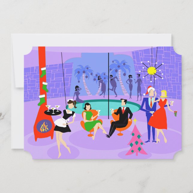 Retro Tropical Christmas Party Einladungen (Vorderseite)