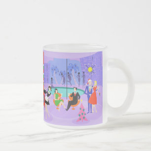 Retro Tropical Christmas Party Mattiert Glass Tass Mattglastasse