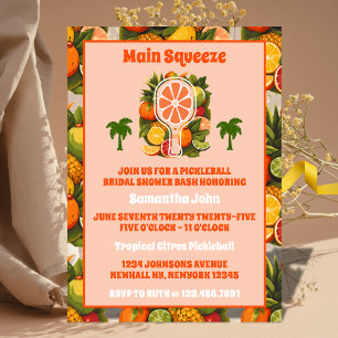 Retro Tropical Citrus Pickleball Brautparty Acryleinladungen