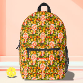 Retro Tropical Citrus Pickleball Brautparty Bedruckter Rucksack